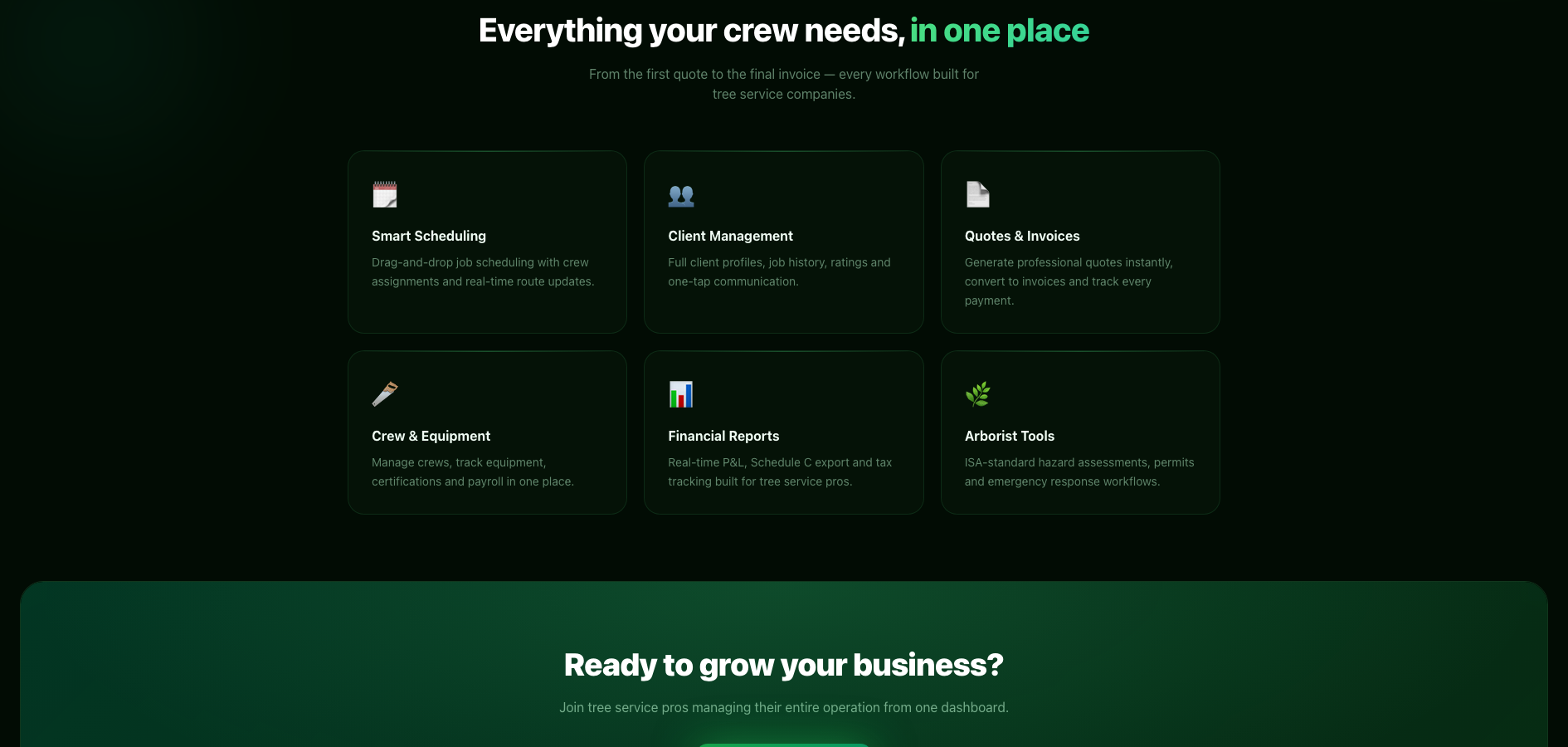 TreeOps Pro website pages